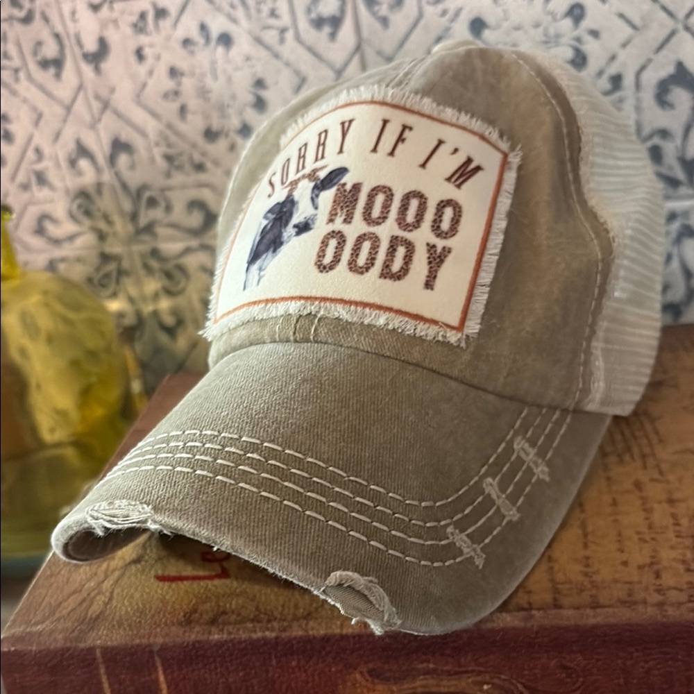 Tan and White Vintage Trucker Hat with Patch
